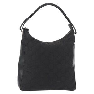 Authentic GUCCI GG Canvas Shoulder Bag Nylon Black Silver 001 3770